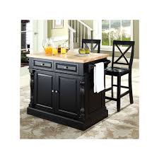 Crosley Furniture 3 Piece Kitchen Island X Back Counter Chair Set Butcher Block Island Kitchen Stools For Kitchen Island Butcher Block Kitchen