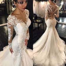 Show off your beautiful figure in one our mermaid wedding dresses. Elegant Vintage Lace Wedding Dress Long Sleeves Ruched Mermaid Bridal Gowns 2018 Saudi Arabia Appliques Sequin Wedding Dresses From Dh20160606 138 98 Dhgate Com