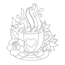 Check out some of our favorite cup coloring pages. Vector Coffee Or Tea Cup Coloring Pages Stock Vector Illustration Of Flower Coloring 80740871