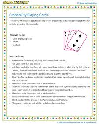 Probability Playing Cards Online 5th Grade Probability Activity For Children Probability Worksheets Probability Lessons Probability Activities