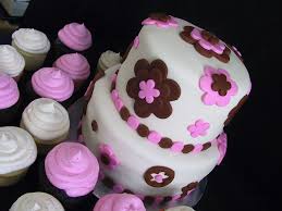 To keep guests entertained, fill a pink personalized pinata full of pink candies and let guests take their. Baby Shower Topsy Turvy Fondant Pink And Brown Polka Dot The Twisted Sifter