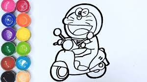 Gambar mewarnai doraemon ~ gambar mewarnai lucu. Cara Menggambar Dan Mewarnai Doraemon Naik Motor Vespa Youtube
