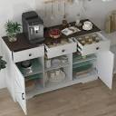 53" Modern Farmhouse Coffee Bar Cabinet with Power Outlet & 3 ...