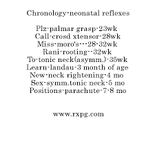 Chronology Neonatal Reflexes Mnemonics