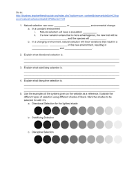 Evolution and natural selection worksheet answer key pdf. Types Of Selection Webquest