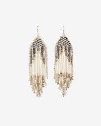 Express Tricolor Seed Bead Fringe Earrings Seed Tricolor Express Seed Beads Seed Bead Earrings Beaded Fringe