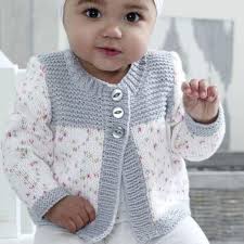 Easy Baby Cardigan Round Neck Garter Yoke Long or Short Sleeve 14