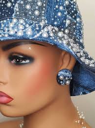 Denim and Pearl Earrings