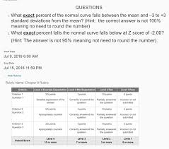 Precise, as opposed to approximate: Solved Questions What Exact Percent Of The Normal Curve Chegg Com