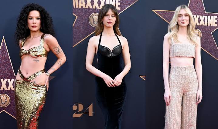 MaXXXine' Red Carpet Premiere: Halsey Shines in Gold & More [PHOTOS]