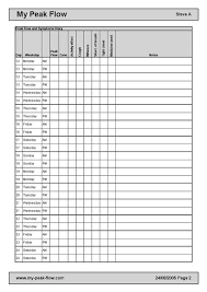 printable peak flow chart using the my peak flow diary or