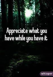 Appreciate What You Have While You Have It