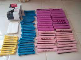 Lot Of 78 Perm Rods Rollers Rubber Band Permanent Hair Curlers With Wraps Papers