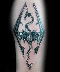 Test your knowledge on this gaming quiz and compare your score to others. Mens Arm Tattoo Ideas With Skyrim Metallic Chrome Symbol Design Skyrim Tattoo Tattoo Designs Men Unique Tattoo Designs