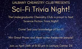 Challenge yourself with howstuffworks trivia and quizzes! Ualbany Chemistry Club Presents Sci Fi Trivia Night Myinvolvement