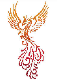 colourful phoenix modern counted cross stitch pattern chart