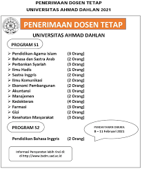 Maybe you would like to learn more about one of these? Penerimaan Dosen Tenaga Kependidikan Dan Temporary Staff Universitas Ahmad Dahlan Tahun 2021 Stia Aan Yogyakarta