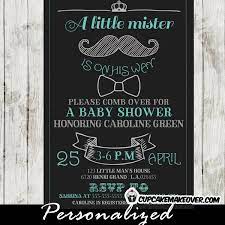 Hipster Teal Mustache And Bow Tie Baby Shower Invitations Personalized Cupcakemakeover Bow Tie Baby Shower Invitations Bow Tie Baby Shower Mustache Baby Shower