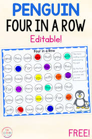 Or make the game more challenging for your students and add a vocabulary element. Editable Penguin Four In A Row Game