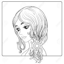 Simply click to download the design that you would like to color.when you are done, we'd love to see your finished work. A Young Beautiful Girl With A Wreath Of Flowers On Her Head Royalty Free Cliparts Vectors And Stock Illustration Image 85757862
