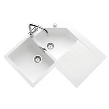 Evier D Angle En Granit Schock Lokti 2 Bacs 1 Egouttoir Coloris Blanc Cuisissimo