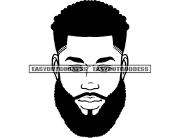 African Black Man Portrait Closed up Bearded Beard Mustache Male Attractive  Masculine Hombre Goatee SVG PNG JPG Vector Designs Cut Files