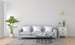 A grey sofa in a white room provides the perfect canvas to add your own style. Premium Photo Grey Sofa In White Living Room