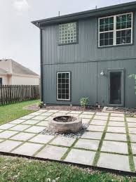 Click to add item 16 x 16 ez slate patio block to the compare list. Diy Patio With Grass Between Pavers And A Fire Pit