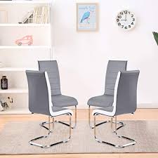 These chairs will quickly become a favorite gathering place for meals, games, and other activities. Buy Dining Chairs Set Of 4 Modern Indoor Kitchen Chairs Sturdy Chrome Chair Legs And Faux Leather Ergonomic Design Dining Room Chairs With High Back Soft Padded For Home Kitchen Apartment 4 Grey Chairs Online In