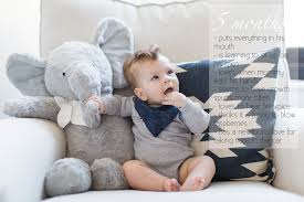 At around 5 or 6 months of age, most babies start to pull themselves up to a sitting position, so if you have a mobile over the crib or wall hangings within reach, remove them so your baby doesn't get hurt. 5 Months Already Showit Blog