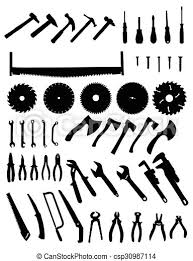 Cooking clip art black and white. Big Tools Silhouette Set Collection Of Black Images On White Background Canstock