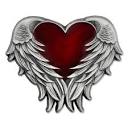 Heart with Angel Wings Pin - Antique Nickel | PinMart