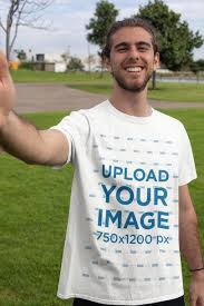 Placeit T Shirt Mockup Of A Smiling Man Taking A Selfie Tshirt Mockup Shirt Mockup Smiling Man