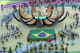 Le logo de la coupe du monde 2010 s'affiche dans le stade. Coupe Du Monde 2014 Revivez La Ceremonie D Ouverture Le Point