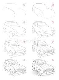 Once more, perspective will play a part here, and you. How To Draw Step By Step Sketch Of Imaginary Cute Little Car Creation Pencil Drawing Educational Page For Artists Stock Vector Illustration Of Auto Education 169919688