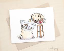 Helping Hand Cute Pug Get Well Card Funny Get Well Soon Etsy Cute Pugs Dog Cards Cute Dogs