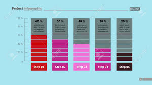 Five Columns Bar Chart Slide Template Business Data Percentage