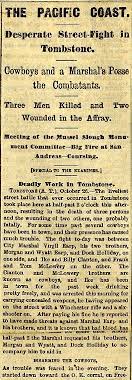 News Account Of The Gunfight At The Ok Corral In Tombstone Az October 27 1881 From The Daily Examiner San Franci History Old West Outlaws American History
