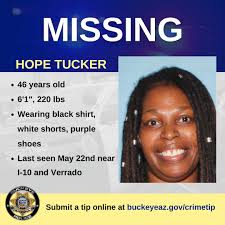 Buckeye police need your help locating 46-year-old Hope Tucker. BPD  received a report yesterday afternoon that Hope's purple Dodge Charger had  broken down