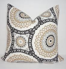 Black And Grey Throw Pillows Black Silver Grey Tan Floral Geometric Medallion Print Decorative Pillow Cover Throw Pillow Cover 18x18 Black Patio Furniture Silver Pillows Throw Pillow Covers 18x18