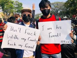 In this image provided by the democratic voice of burma (dvb), protesters in yangon hold images of. Myanmar People Protests Against Military Coup Memes