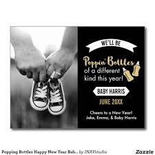 Popping Bottles Happy New Year Baby Announcement Zazzle Com In 2020 Happy New Year Baby Baby Announcement Poppin Bottles Baby