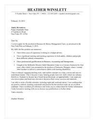 Business Money Management Tutor Cover Letter