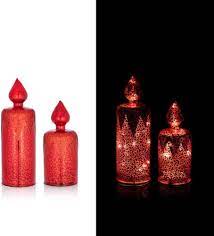 2er set led kerzen aus glas mit led lichterkette inkl timerfunktion dekoration fur winter und weihnachten rot in 2020 led lichterkette led kerzen lichterkette