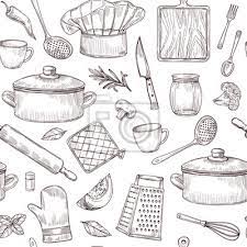 Our aprons are designed with 2 pockets, give you enough space to store utensils, recipes, spices, little towel, smartphone and other kitchen tools, bring much convenience and pleasure to your cooking time good daily items: Kitchen Tools Seamless Pattern Sketch Cooking Utensils Hand Wall Stickers Mix Drawing White Myloview Com