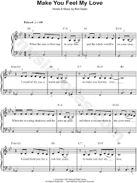 Adele To Make You Feel My Love Piano Chords And Lyrics Adele Make You Feel My Love Sheet Music Easy Piano In Bb Major Transposable Download Print Easy Piano How Are You Feeling Sheet Music