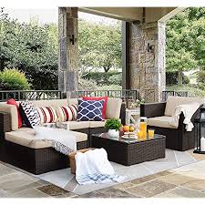 Any size cushion or pillow online.foam, down, poly and combinations Amazon Com Flamaker 6 Pieces Patio Furniture Set Outdoor Sectional Sofa Outdoor Furniture Set Patio Sofa Set Conversation Set With Cushion And Table Beige Patio Lawn Garden