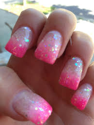 Black And Hot Pink Ombre Nails Hot Pink And White Ombre Tip Nails With Glitter Bright Pink Nails Ombre Nails Glitter Pink Nails