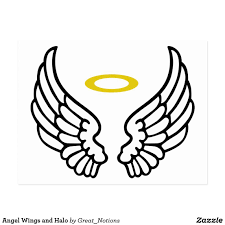 Angel Wings And Halo Postcard Zazzle Com In 2021 Angel Wings Painting Angel Wings Png Angel Wings Tattoo