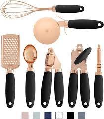 This article contains affiliate links to products selected by our editors. Cook With Color 7 Pc Kitchen Gadget Set Copper Coated Stainless Steel Utensils With Soft Touch Black Handles Kitchen Dining Amazon Com